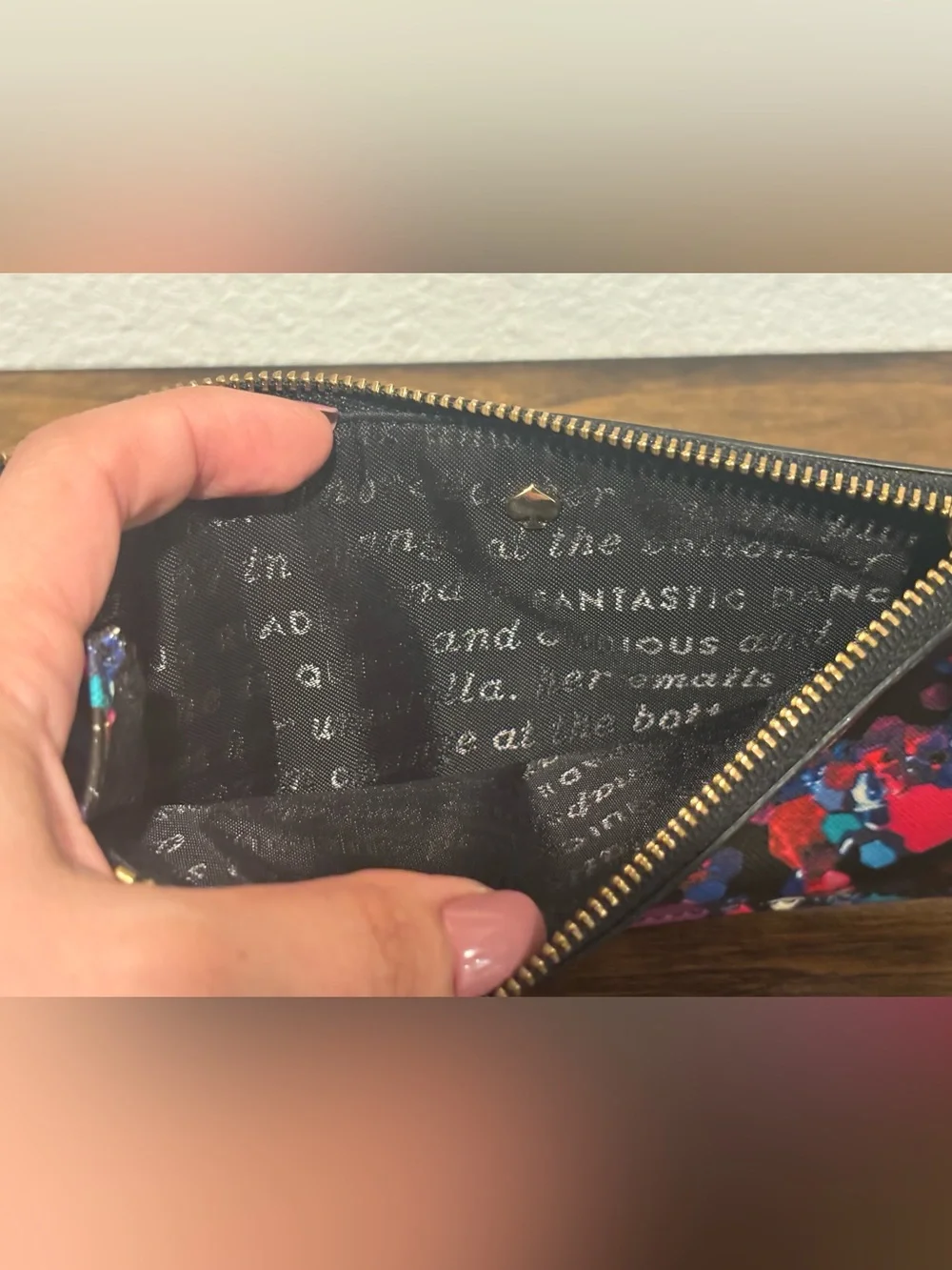 kate spade black multicolor confetti wristlet w storybook lining - Picture 7 of 7